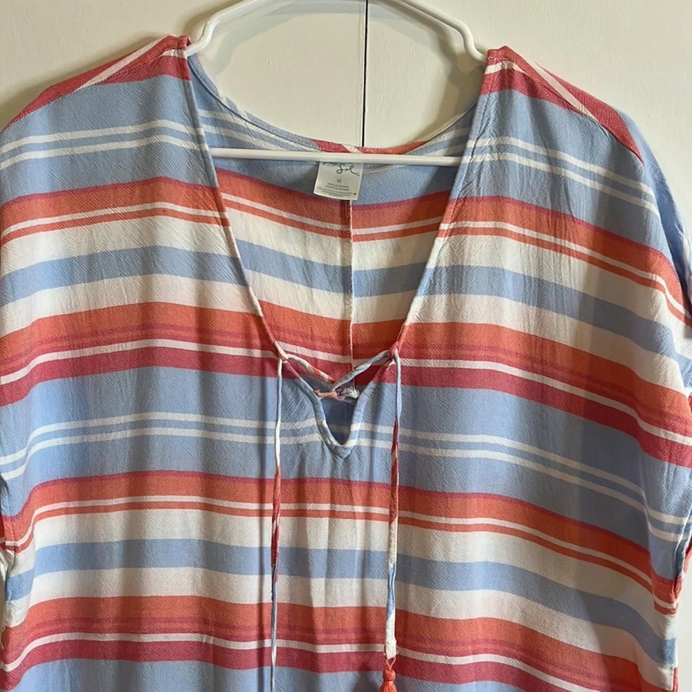 Kona Sol Striped Cover Up Beach Poolside One Size